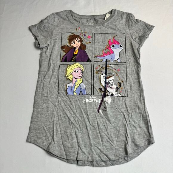 Disney Frozen II Short Sleeve T-shirt Girls Size L (10-12) Gray - Picture 1 of 4